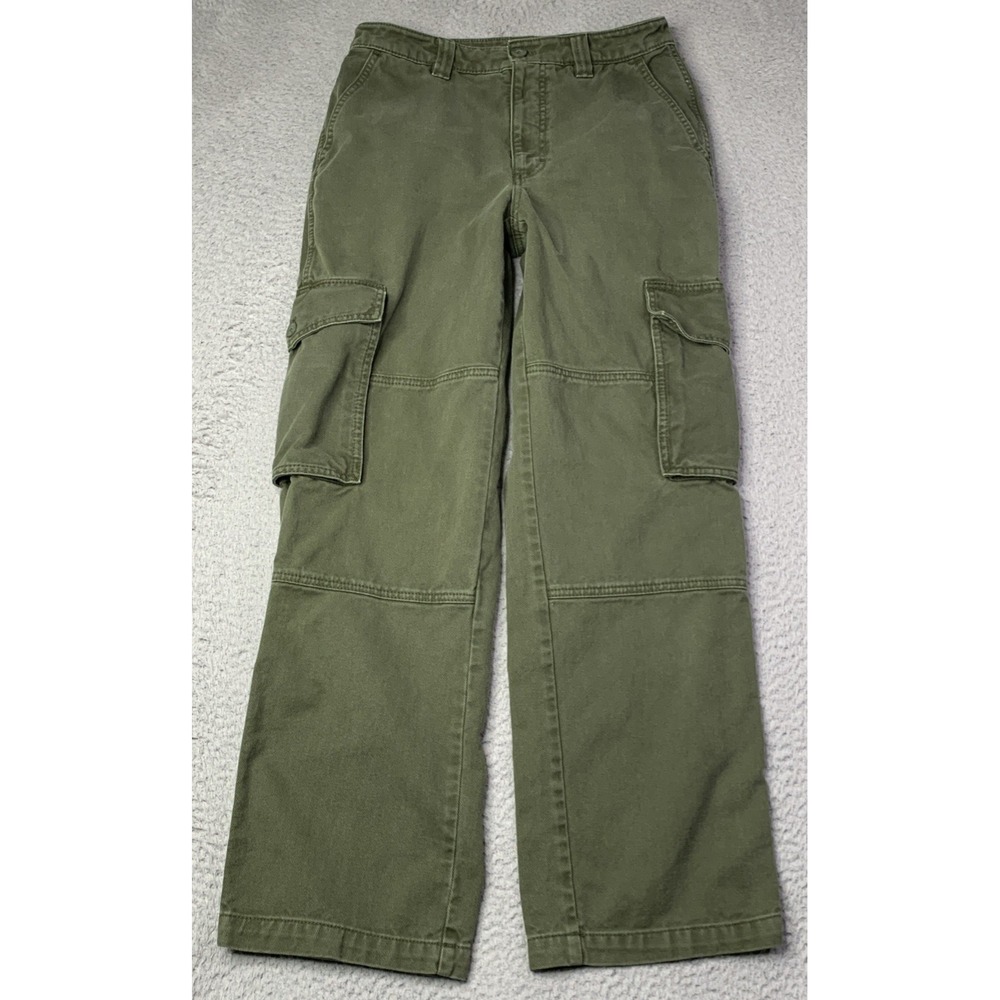 Aritzia TNA Pants Womens 6 Waist 28" Cargo Pockets Green Mid Rise Aritzia TNA